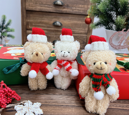 New Christmas bear cute blush Siamese bear Christmas couple doll soft bear gift decoration dolls