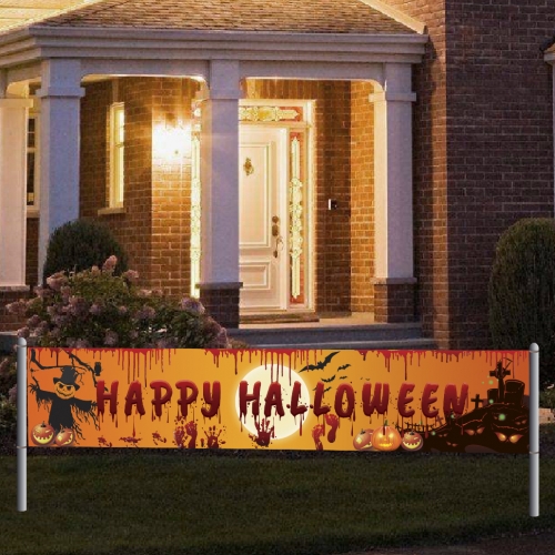 Happy Halloween Party Banner Patio Decoration Supplies Halloween Banner Background Arrangement Flags Products