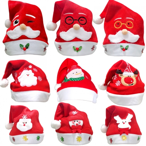 Christmas decorations cartoon santa claus with lights big red non-woven Christmas hat Christmas gifts