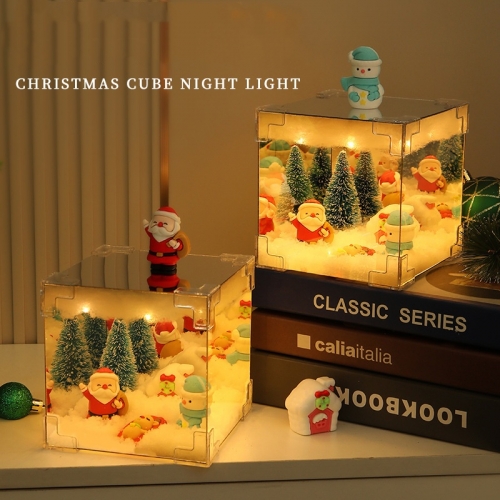 Christmas new USB Rubik's Cube night light handmade diy material package luminous decoration ornaments Christmas Gift