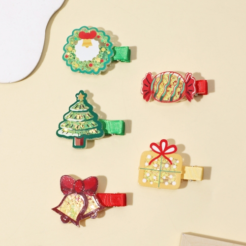 Cross-border new children's hair accessories baby Christmas BB clip girls cute cartoon Christmas tree hair clips wholesale