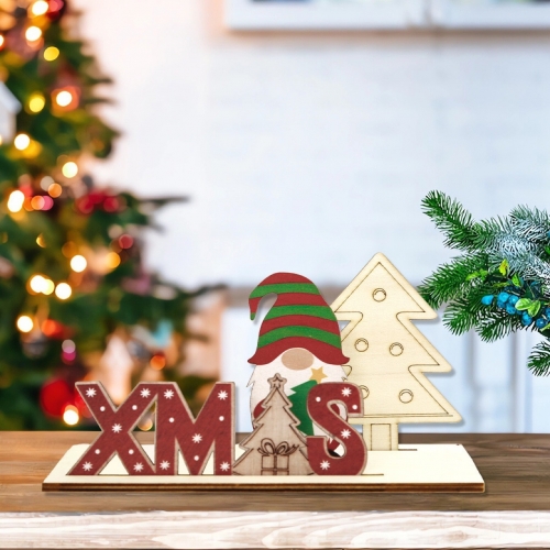 New Christmas decorations wooden desktop decorations handmade DIY Santa Claus elk wooden plaque set