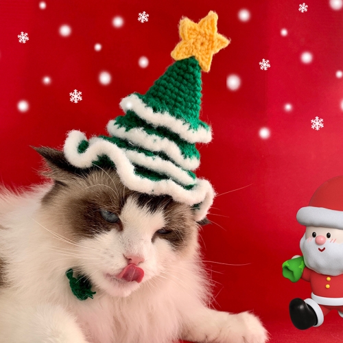 Pet Christmas Hat Cat Handmade Woolen Christmas Hat Dog Headdress Photo Cute Ornaments