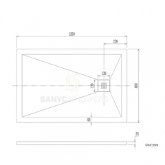 Sanyc Showers Light grey poly marble anti slip resin large bathroom shower tray