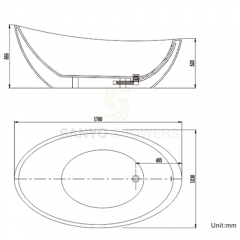 Modern Bathroom Tub Artificial Stone Resin Solid Surface Freestanding Bathtub SC1135