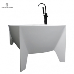 Pure White Bathtub Resin Stone Acrylic Solid Surface Bathroom Freestanding Bathtubs SC1136