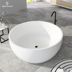 Two Person Round Resin Stone Bathtub Free Standing Bath Tub Solid Surface Acrylic Bath Tub SC1131