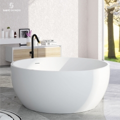 Two Person Round Resin Stone Bathtub Free Standing Bath Tub Solid Surface Acrylic Bath Tub SC1131