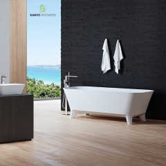 Customize Solid Surface Bath Freestanding Bathroom Stone Resin Bath Tub Soaking Acrylic Bath tub SC1134