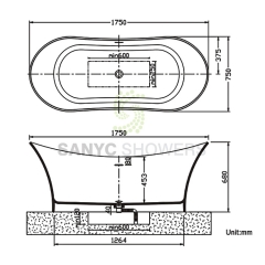 White Acrylic Freestanding Bathtub Contemporary Soaking Tub with Brushed Nickel Overflow and Drain SC1111
