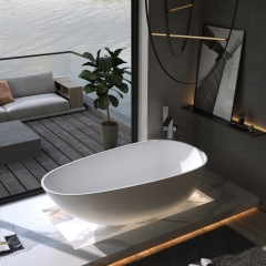 factory direct Hot Sale Matt Black Solid Surface Bathtub Resin Stone Freestanding Bath Tub for bathroom
