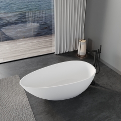 factory direct Hot Sale Matt Black Solid Surface Bathtub Resin Stone Freestanding Bath Tub for bathroom