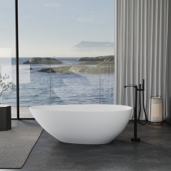 factory direct Hot Sale Matt Black Solid Surface Bathtub Resin Stone Freestanding Bath Tub for bathroom