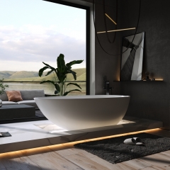 factory direct Hot Sale Matt Black Solid Surface Bathtub Resin Stone Freestanding Bath Tub for bathroom