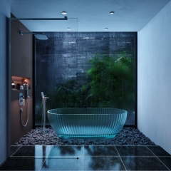 customized bathroom free standing acrylic solid surface bath tub black transparent resin bathtubs
