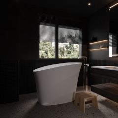Modern Bathroom Tub Artificial Stone Resin Solid Surface Freestanding Bathtub