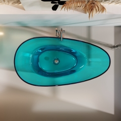 Hotel Bathroom Indoor Bathtubs Modern Design Transparent Artificial Stone Bathtub For Resale