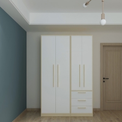 Simple wooden clothes storage wardrobe for single person