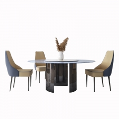 6 Chairs Round Rotating Dining Table