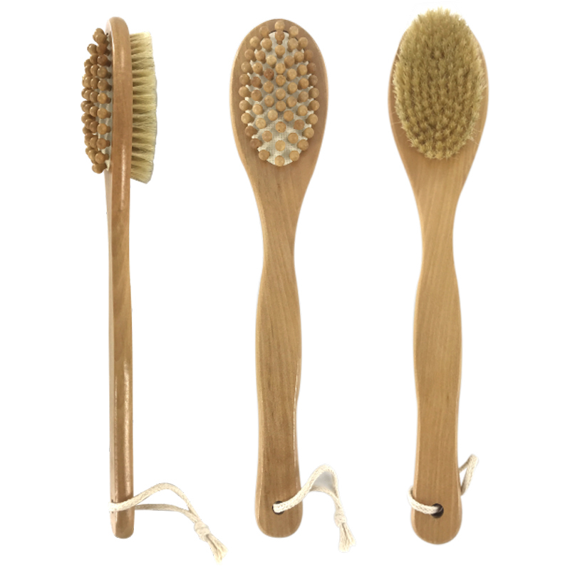 2 in 1 Wooden Bath Brush / Massager, Shower Brush, Body Scrubber