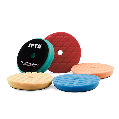 SPTA Beveled Edge Diamond Car Detailing Sponge Buffing Polishing Pads Waxing Pads For DA/RO Car Polisher