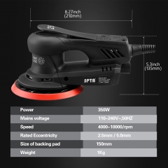 SPTA 350W Electric Car Random Orbital Sander Machine Multi-Function Woodworking Corners Polisher Variable Speed Corded Sanders