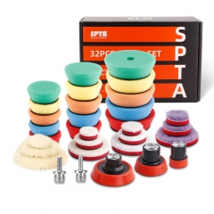 SPTA 32pcs Polishing Pad Kit Hook& Loop Buffing Pad Kit for Auto Detailing