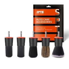 SPTA 5pcs Car Detailing Brush Boar Hair Detailing Brush Head For Drill