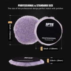 SPTA 100% Long Hair Purple Wool Polishing Pad RO/DA Buffing Pads for Car Detailing