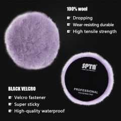 SPTA 100% Long Hair Purple Wool Polishing Pad RO/DA Buffing Pads for Car Detailing