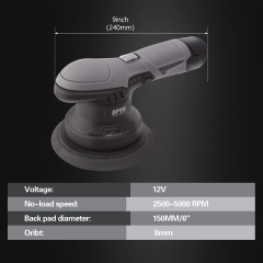 SPTA New 12V Cordless Buffer Polisher with 2pcs Batteries Variable Speed Polisher for waxing