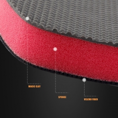 SPTA 3”Car Hand Wax Applicator Polish Clay Disc Pad Kit Sponge Tire Dressing Applicator with Grip Magic Clay Spong Polishing Pad