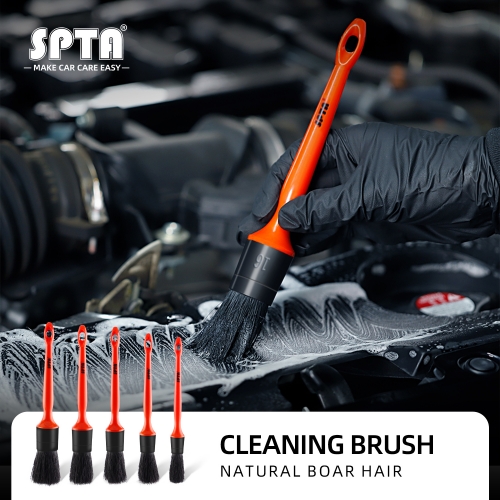 SPTA 5 Different Sizes 100% Boar Hair Washing Cleaning Brush for Car Detailing