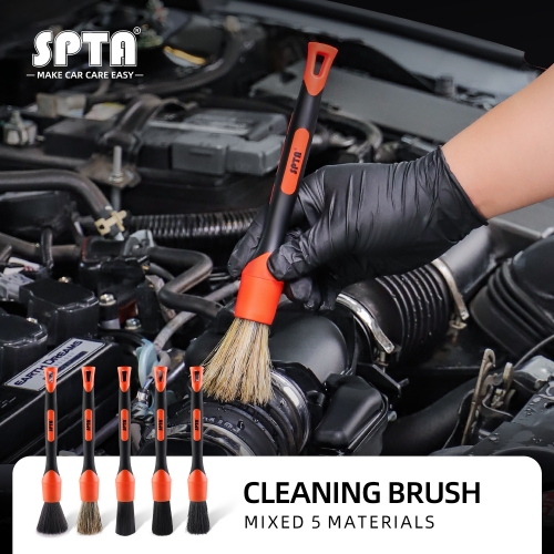  SPTA 3Pcs Car Detailing Brush Kit, Leather & Textile Car  Interior Brush, Comfortable Grip and Scratch-Free Cleaning for Car  Dashboard, Car Wheels, Car Seats, Car Foot Mat and Other Small Areas 