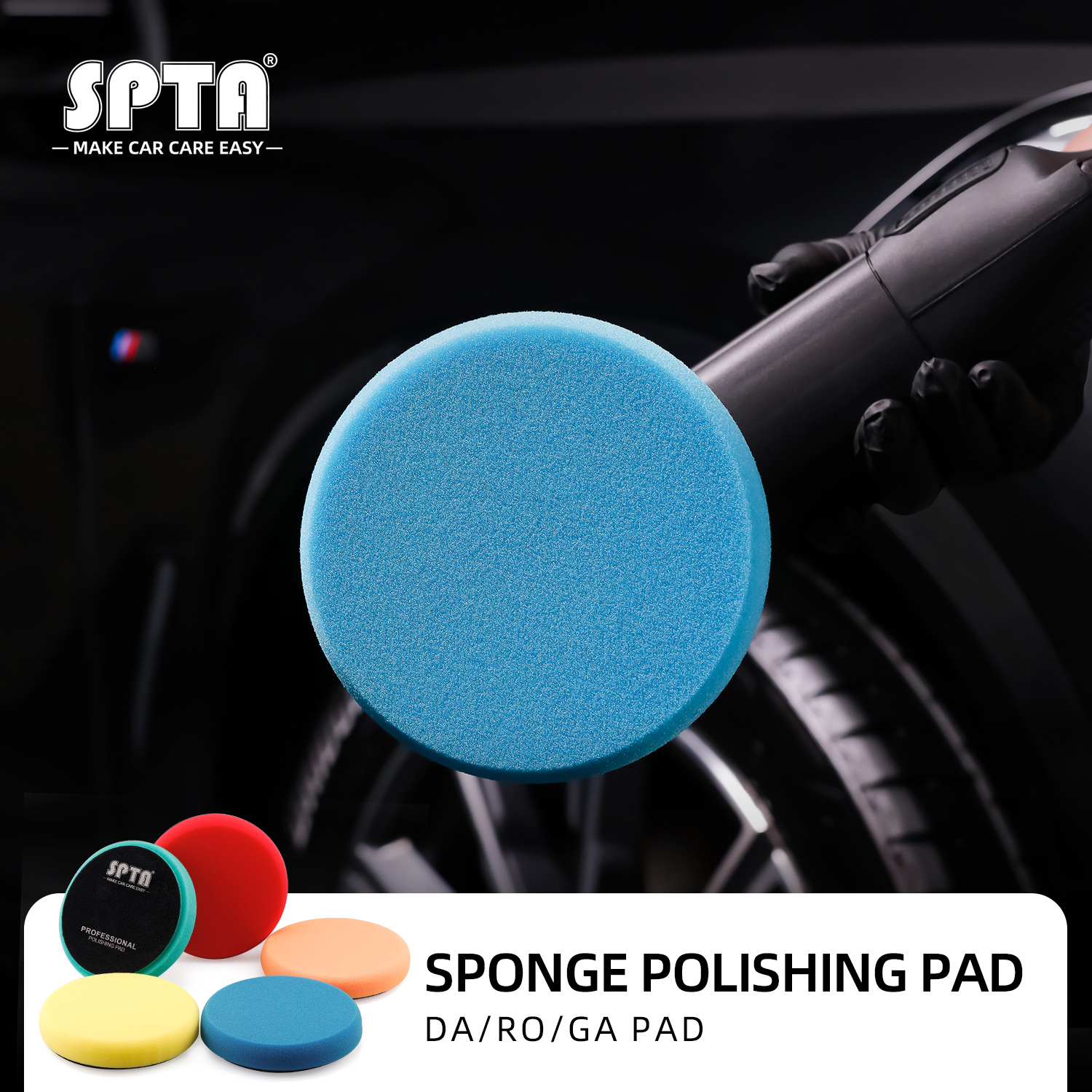 SPTA 3(80mm)/5(125mm)/6(150mm) Car Spong Buffing Polishing Pads &  Buffing Pads For DA/RO/GA Car Buffer Polisher