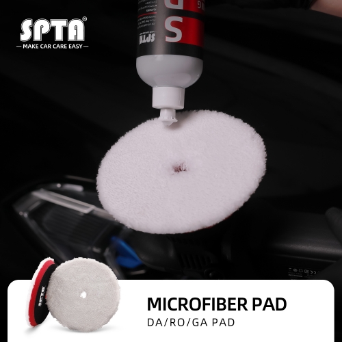 SPTA Microfiber Applicator Pads, 9pcs 5 inch Car Wax Applicator Hand Polishing Microfiber Foam Pads Set with Grip of Elastic Band, Microfiber