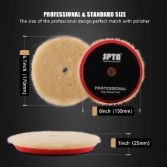 SPTA Yellow Wool Polishing Pad High Density Lamb Woollen Polish Buffing Pad Car Polisher Buffing Waxing