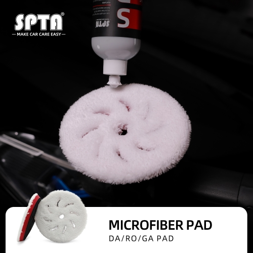 SPTA 5"/6" Fast Finishing Microfiber Polishing Buffing Pad Disc Kits For DA/RO Car Polisher