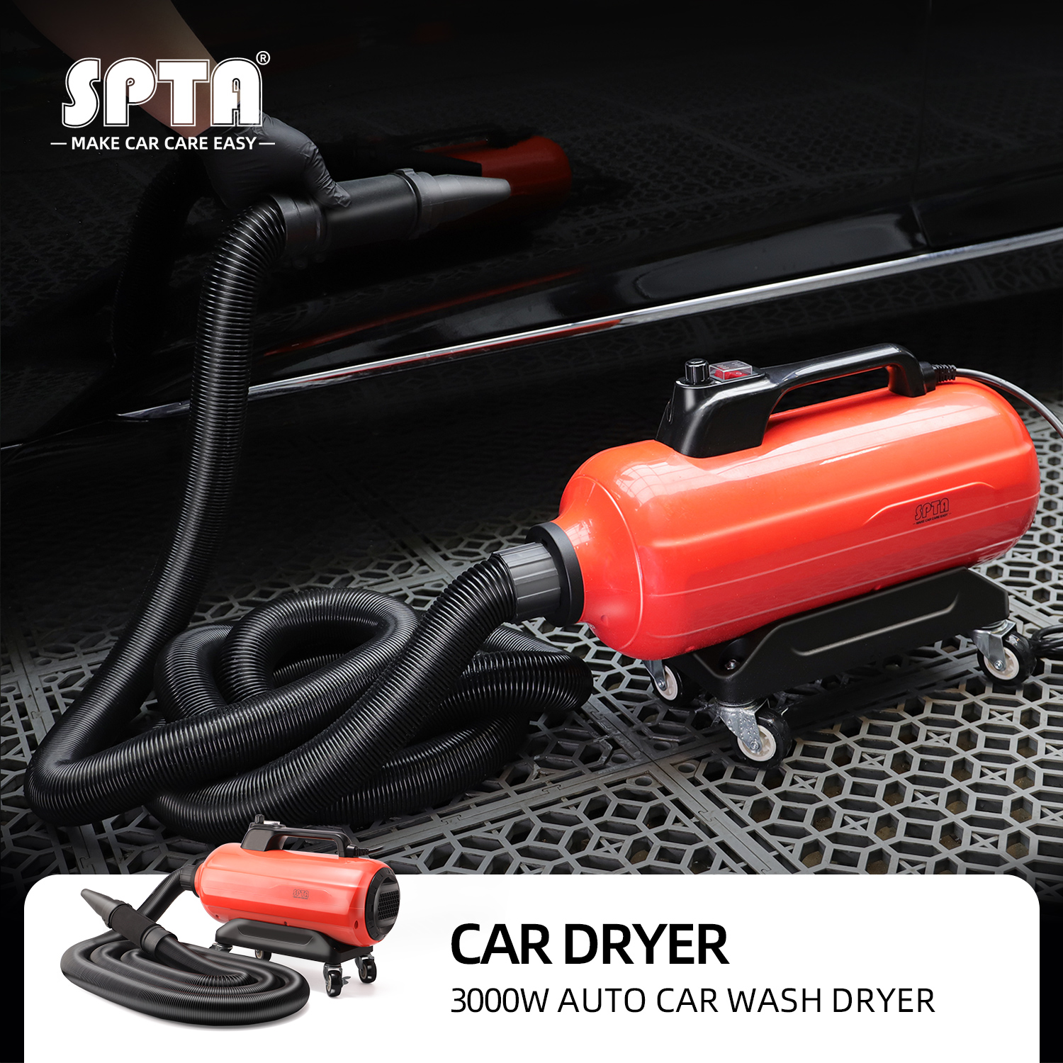 SPTA New 3000W Double Motor Car Air Blower Auto Detailing Dryer Blower,Car  Care Accessories