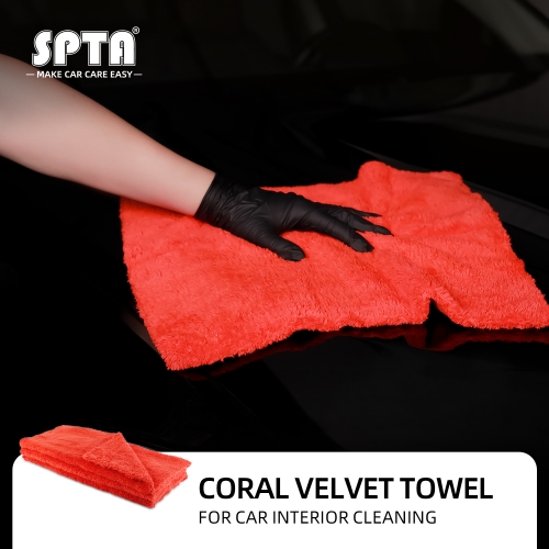 SPTA 600 GSM Edgeless Double Side Coral Velvet Towel for Car Interior Cleaning