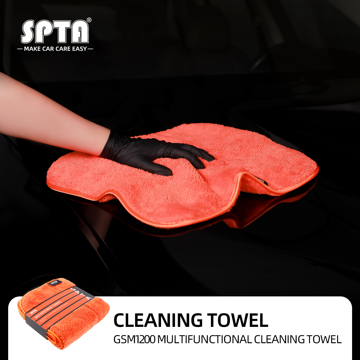 SPTA GSM1200 Multifunctional Cleaning Towel Extra Soft Car Wash Microfiber  Towel Car Care Auto Cleaning Drying Cloth,Towels & Gloves