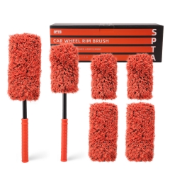 SPTA Car Rim Brush Car Wheel Brush Set 2pcs Microfiber Brushes with 4pcs Replacement Tips for Cleaning Wheels, Wheels, Rims