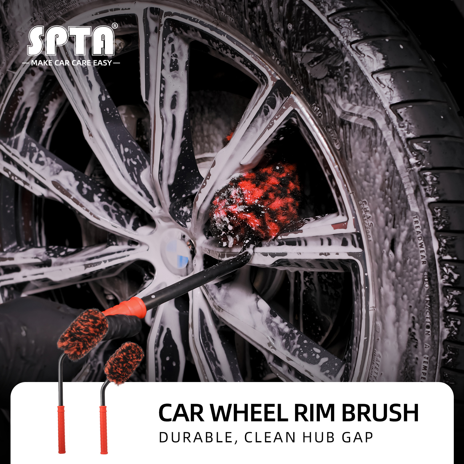 2PCS Car Tire Cleaning Brush Soft Bristle And Microfiber Wheel Rim