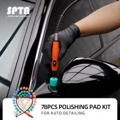 SPTA 78 Pcs Detailing Kit Buffing Pad Set With Flexible Shaft for Polishers and Drills