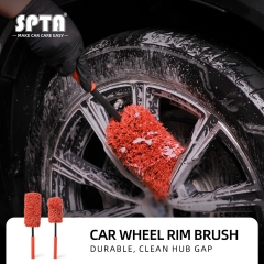 SPTA Car Rim Brush Car Wheel Brush Set 2pcs Microfiber Brushes with 4pcs Replacement Tips for Cleaning Wheels, Wheels, Rims