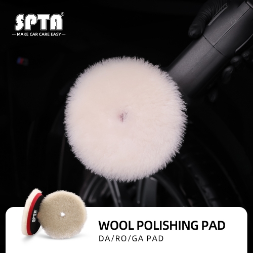 SPTA 8 (200mm) Wool Buffing Pad, Double Side 100% Natural Wool Pad with  5/8-11 Thread for 2-Sided Compound Cutting and Polishing for Automotive