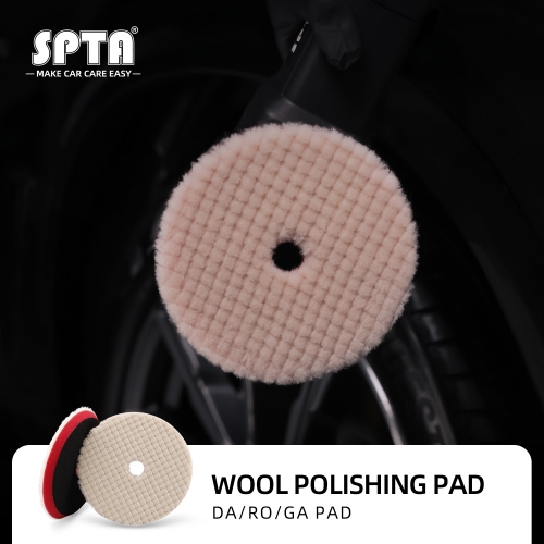 SPTA 8 (200mm) Wool Buffing Pad, Double Side 100% Natural Wool Pad with  5/8-11 Thread for 2-Sided Compound Cutting and Polishing for Automotive