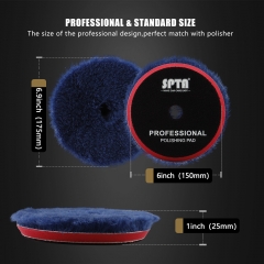 SPTA 100% Long Hair Blue Wool Pads RO/DA Polisher Buffing Pads for Car Detailing