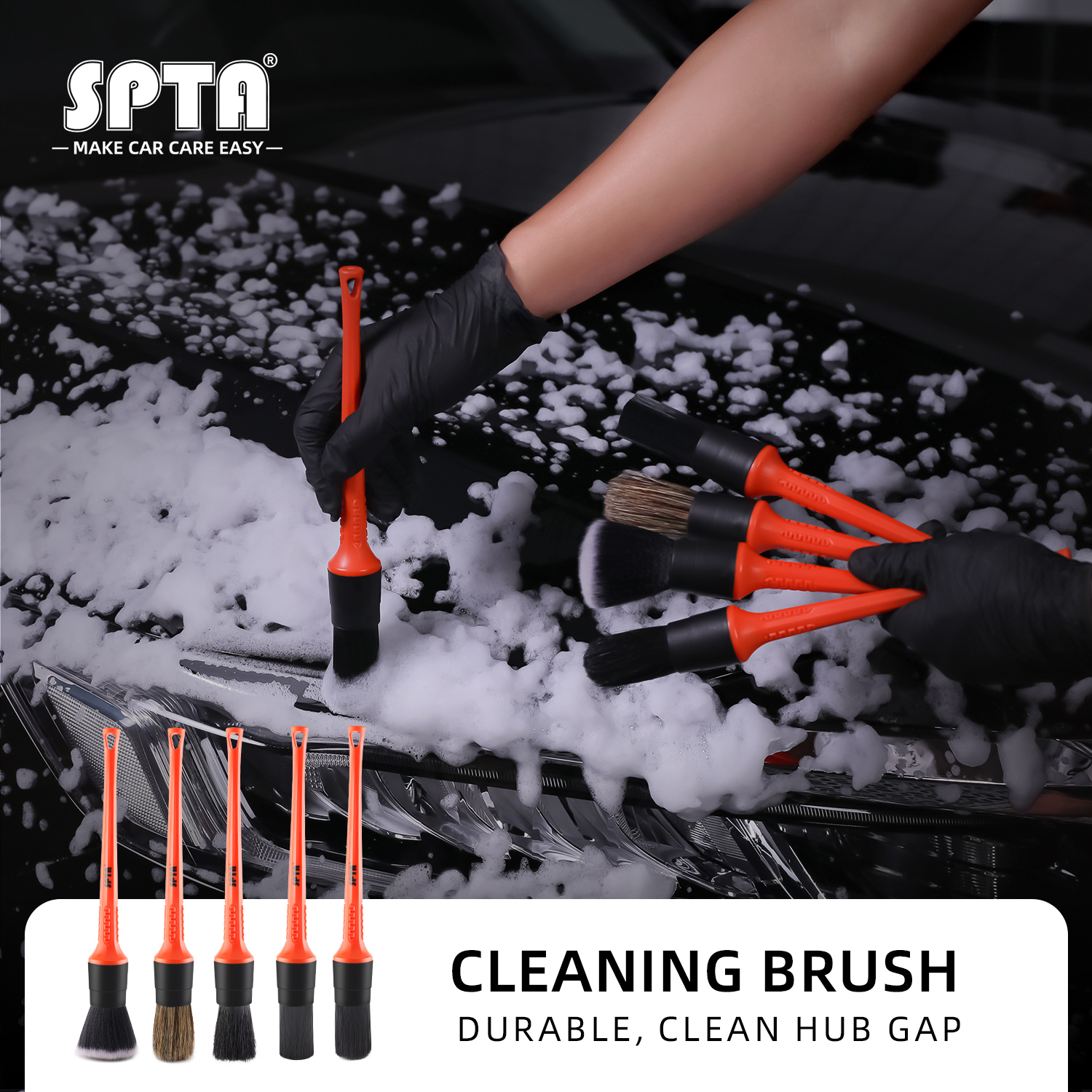 5Pcs Car Detail Brush Wash Auto Detailing Cleaning Kit Engine
