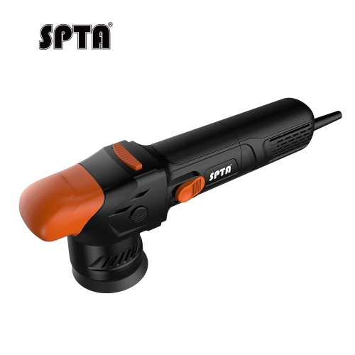 SPTA CP301Orbit 8mm/9mm/12mm, Black&Orange 3 inch Dual Action Polisher 5-Meter Long Power Supply Cord Constant Speed Output